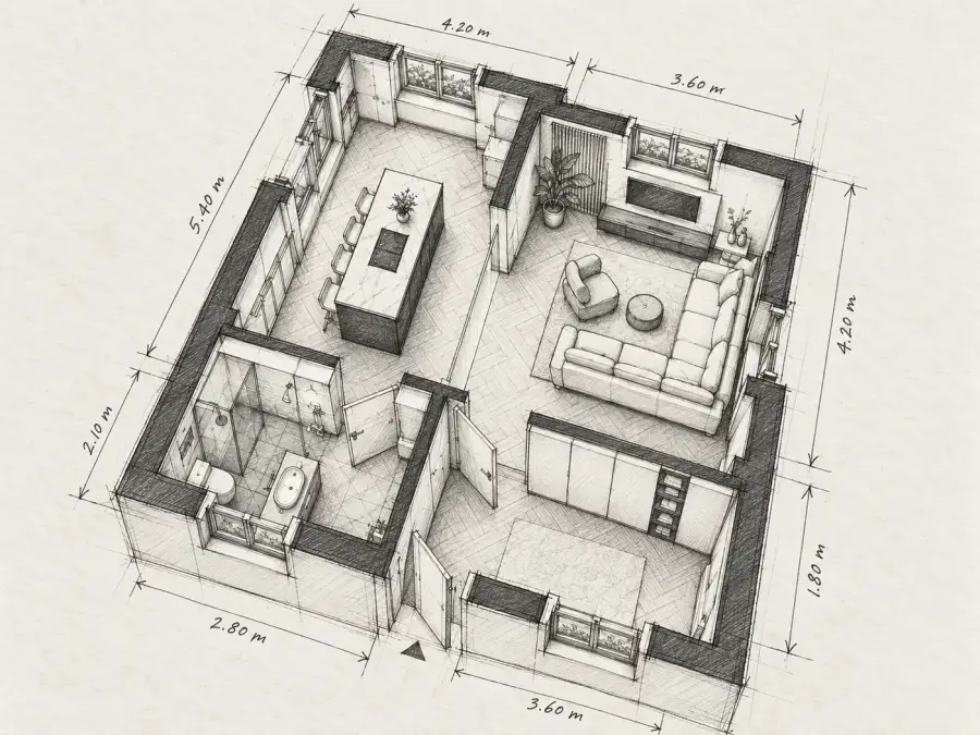 Piantina di partenza del progetto casa