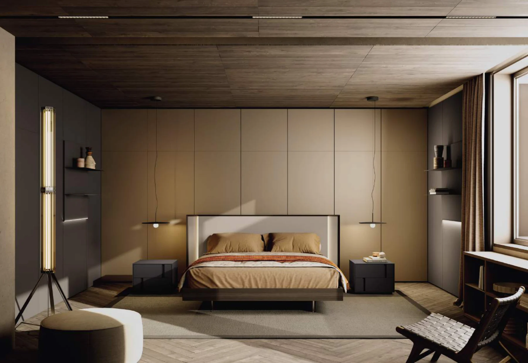 Nouvelle, letti legno: ambientazione dal catalogo Febal Casa
